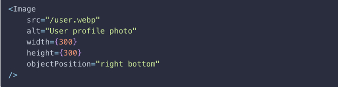 Next.js ObjectPosition prop