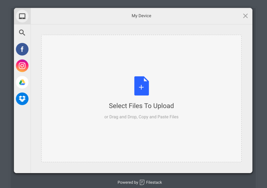 Filestack File Upload UI