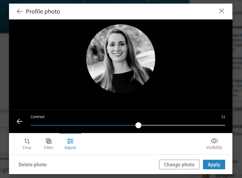 LinkedIn Photo Filters Monochrome