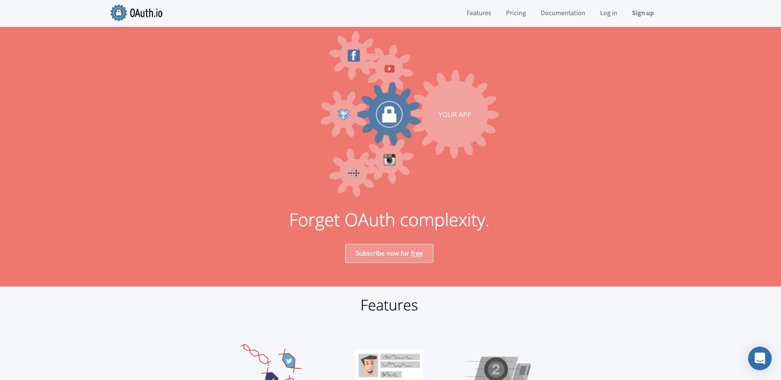 Oauth.io home page - an OAuth tool