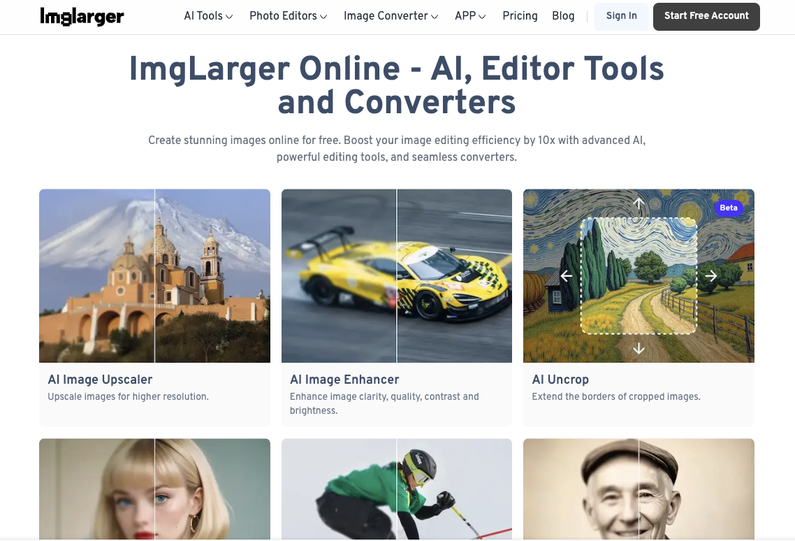 AI Image Enlarger home page