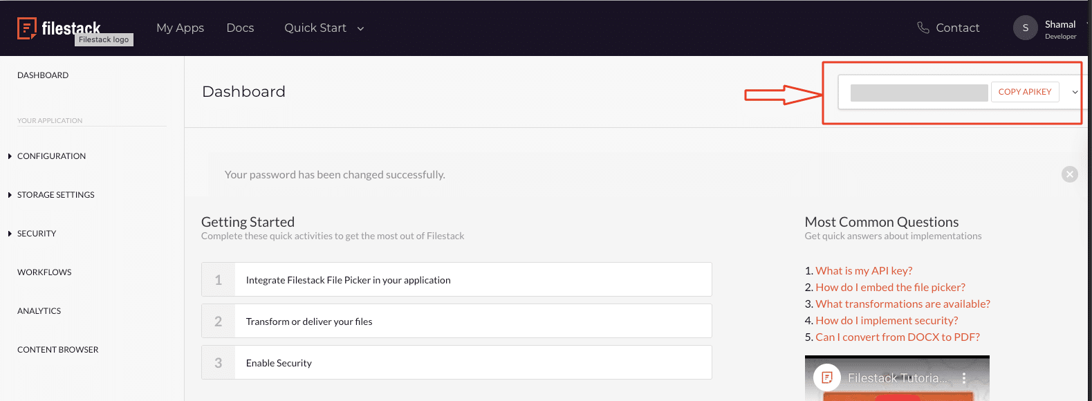 Filestack Dashboard