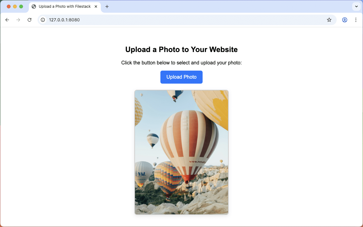 Image appears on the page after upload