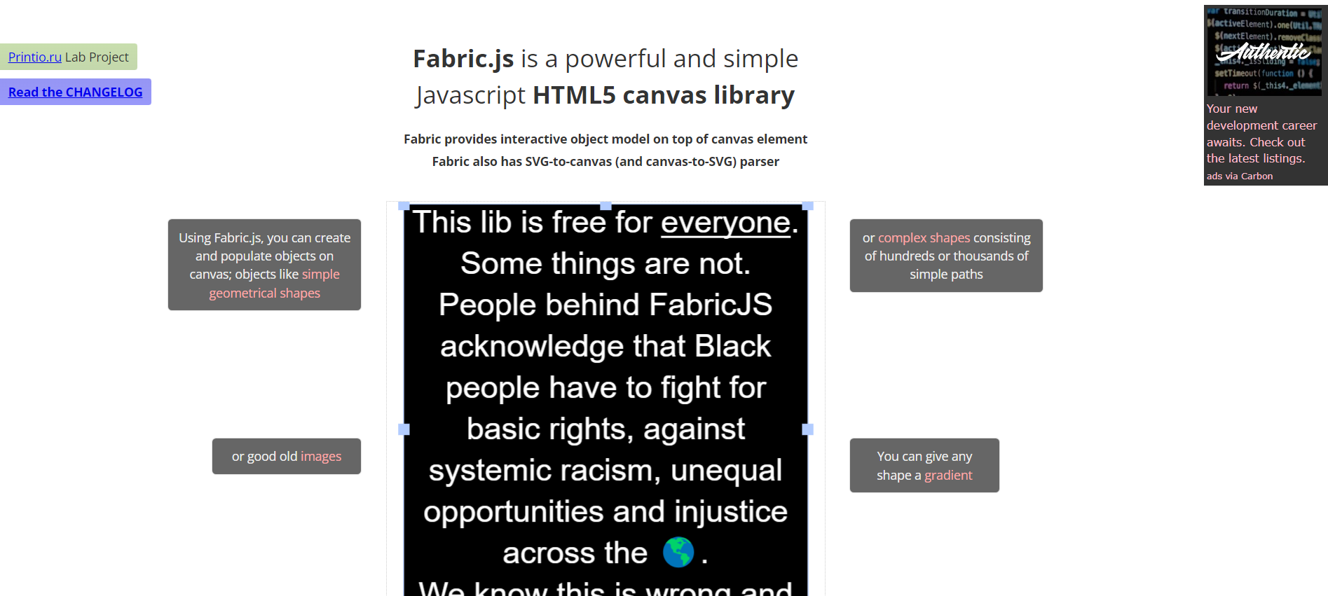 website using Fabric.js, a powerful and simple HTML5 canvas library.