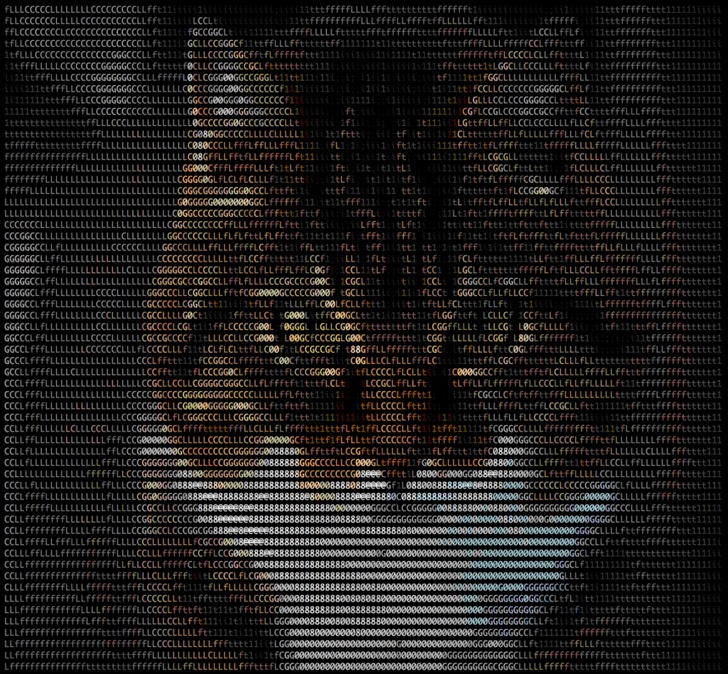 ASCII Image of a Cat in Color