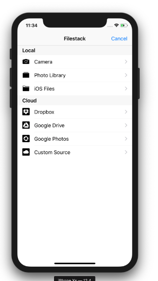 Filestack File picker integrated into an iPhone