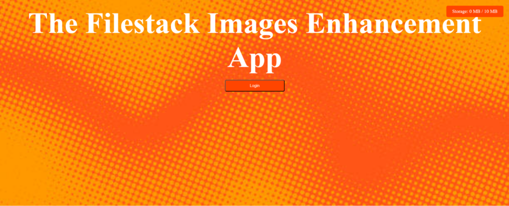 main web page for image enhancement app