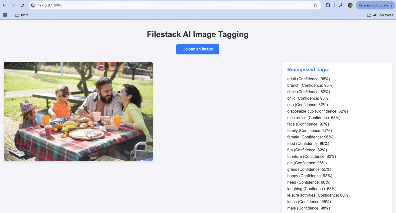 Filestack AI Image Tagging App-final output