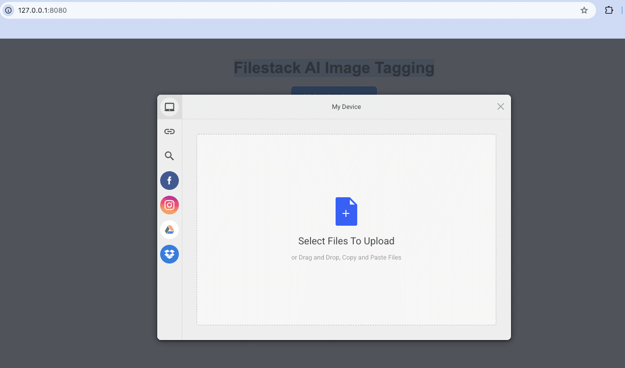 Filestack AI Image Tagging-File Picker