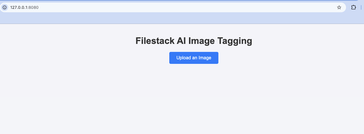 Filestack AI Image Tagging-Initial Screen