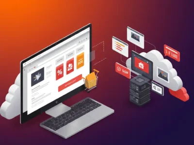 Illustration of a fast image hosting API delivering product images from cloud servers to an e-commerce website for improved speed and user experience.