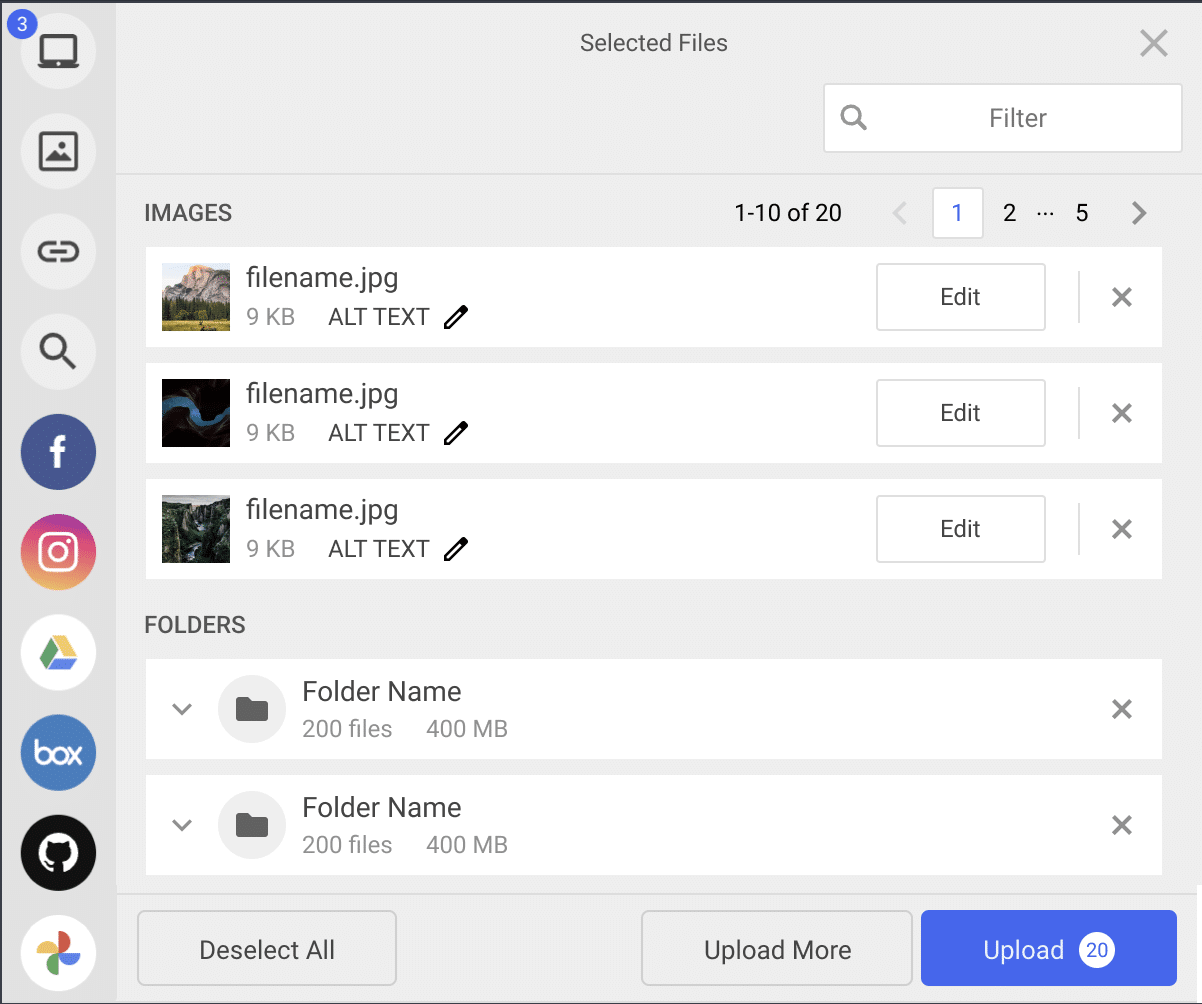 Drop files