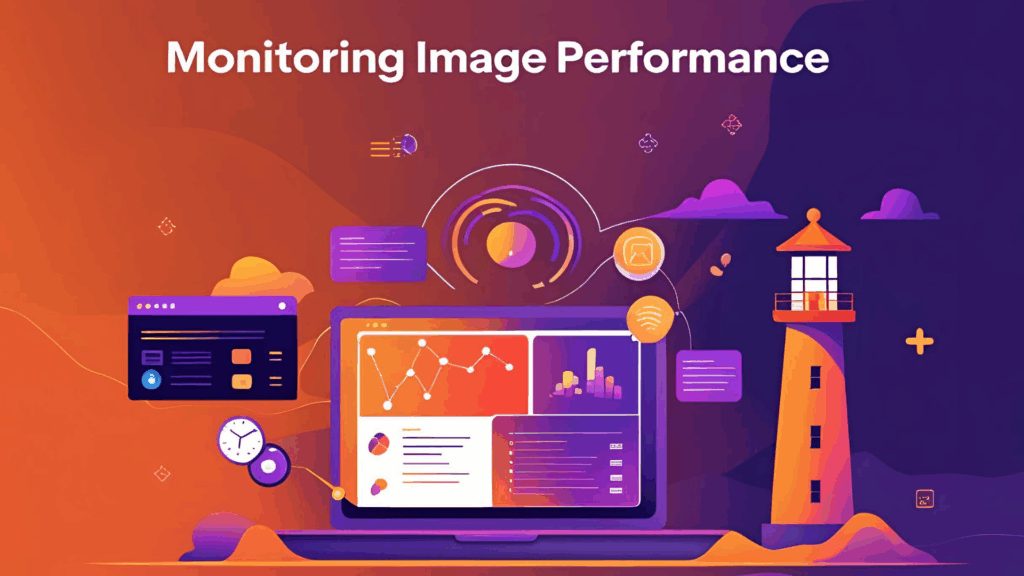 A visual representation of how monitoring image performance contributes to image optimization for web performance