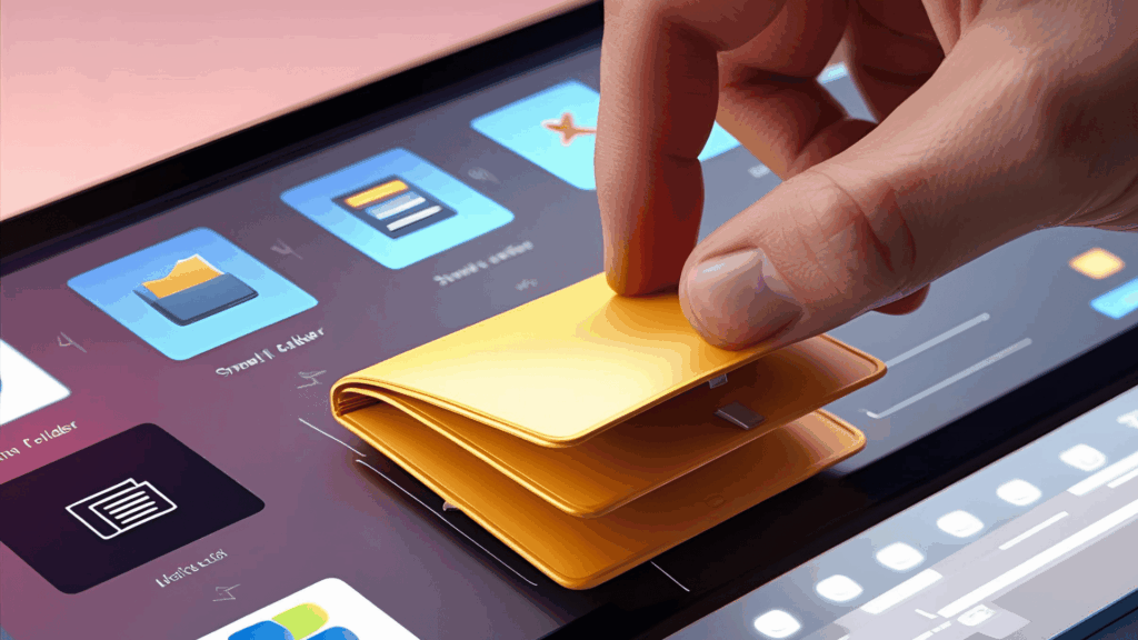 A hand places a small folder into an application, representing integrating a mini file picker into an application.