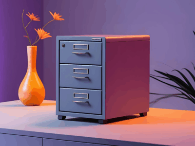 A miniature file cabinet in a minimalist setup, representing a mini file picker.