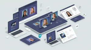 Screens showing AR filters, image editing, and galleries powered by an image hosting API