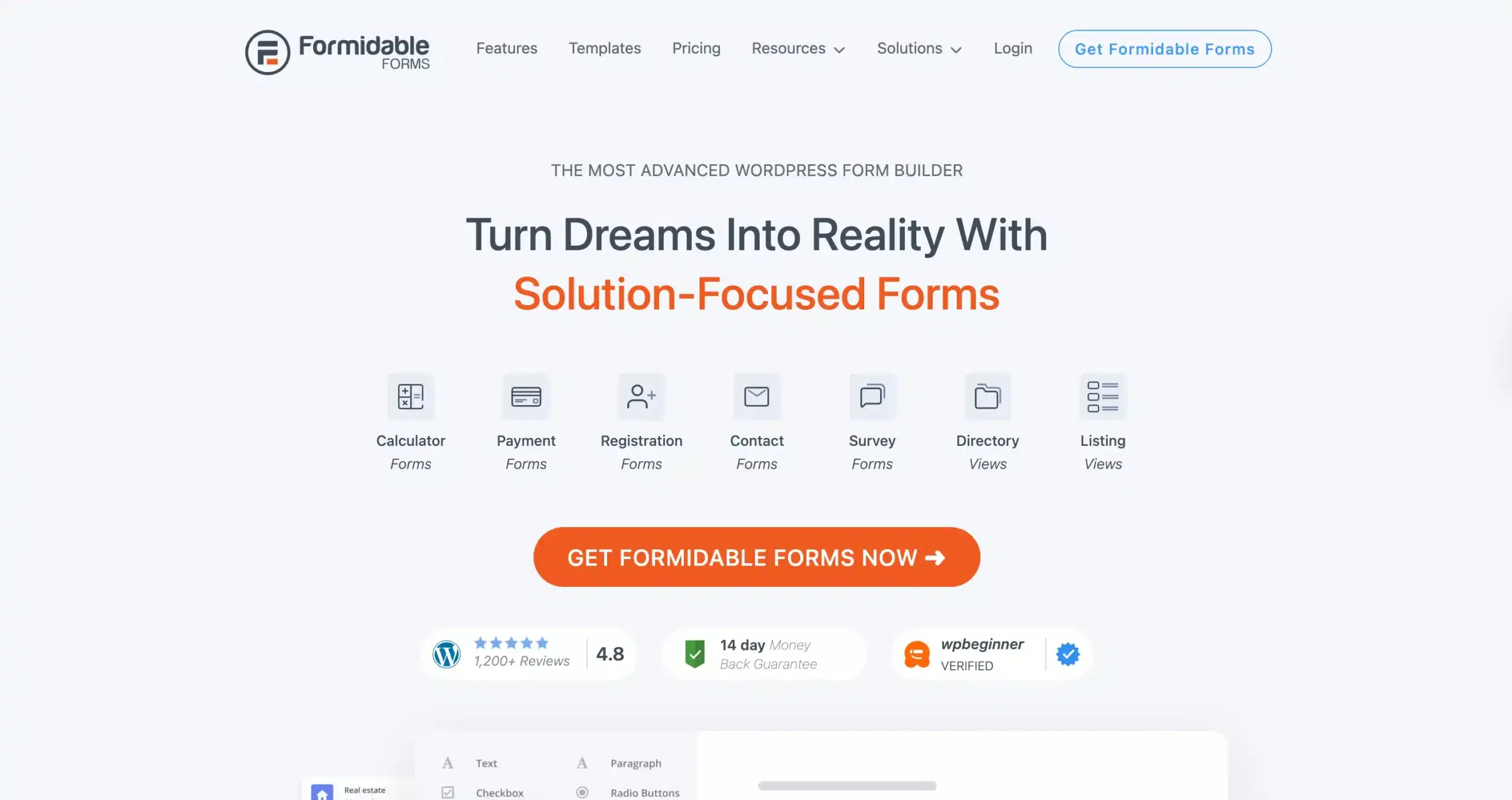 Home page of Formidable WordPress form builder with fast image upload capability