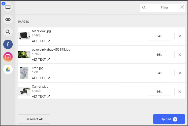 Multiple image upload with Filestack