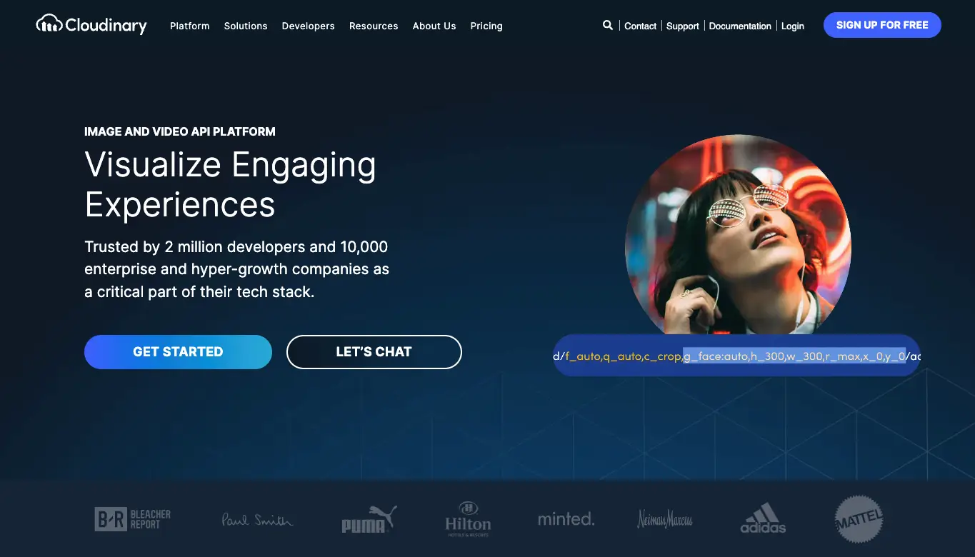 Cloudinary image upload API homepage