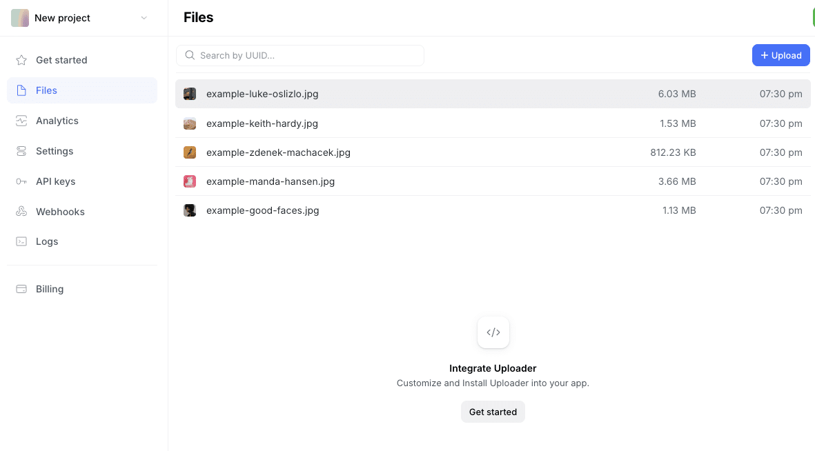Uploadcare Dashboard