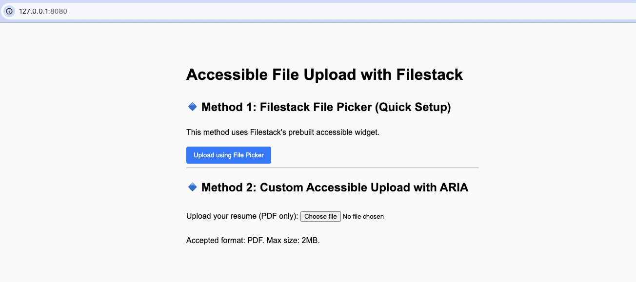 Accessible file upload with Filestack