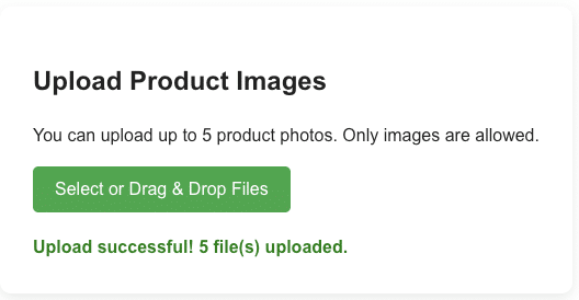 Marketplace app - product image uploads - image upload feedback