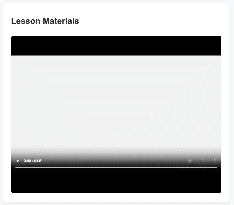 Lesson viewer displaying video lesson materials delivered instantly via Filestack CDN