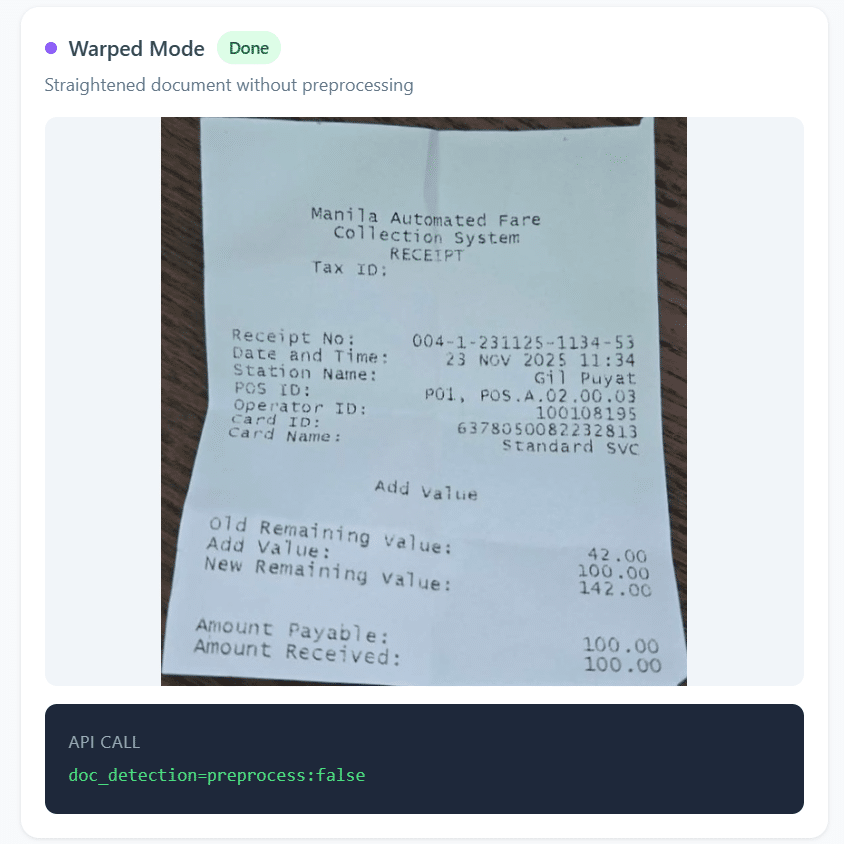 receipt invoice warped mode