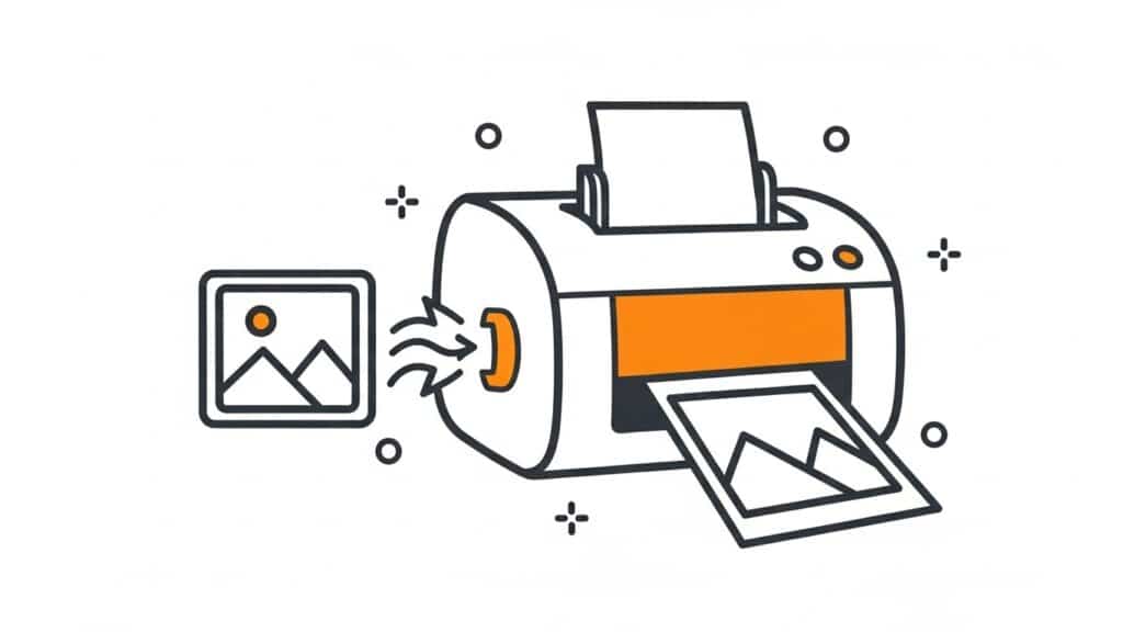 Illustration showing image conversion to JPEG for reliable printing workflows