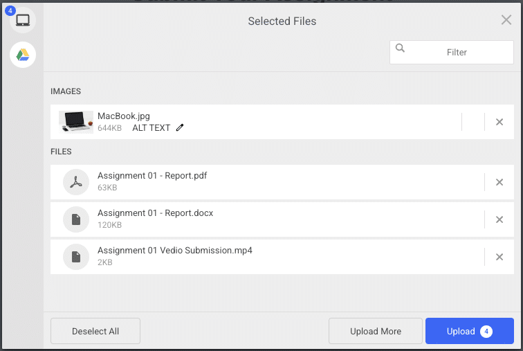 Multiple files selected in the Filestack file picker