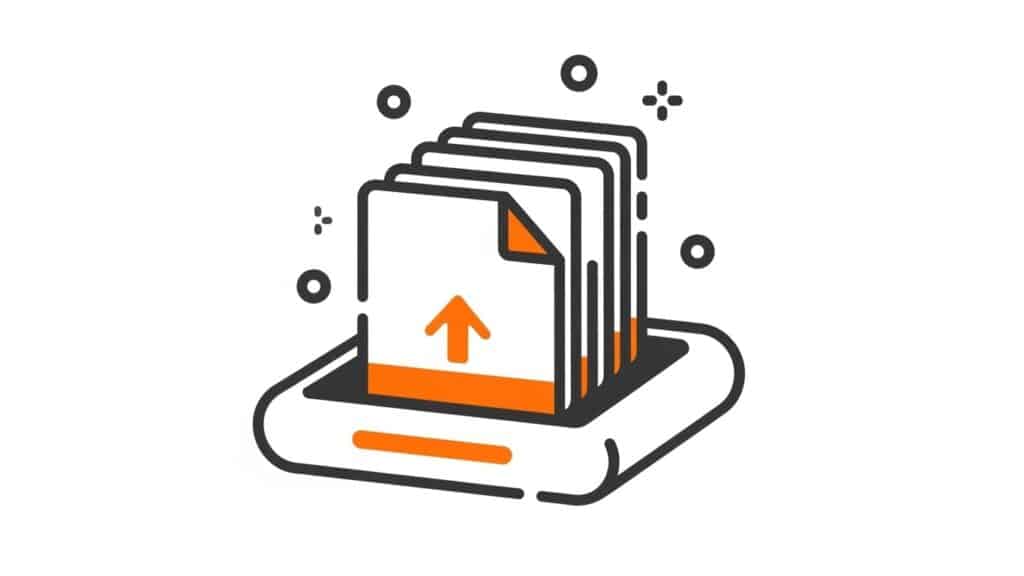 Illustration showing high-resolution file uploads being processed for a print-on-demand platform