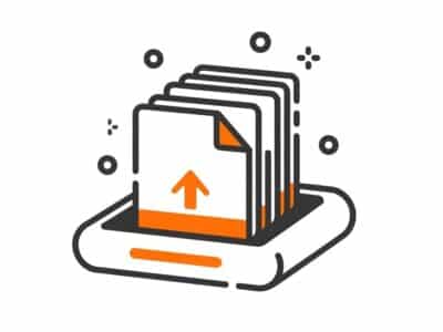 Illustration showing high-resolution file uploads being processed for a print-on-demand platform