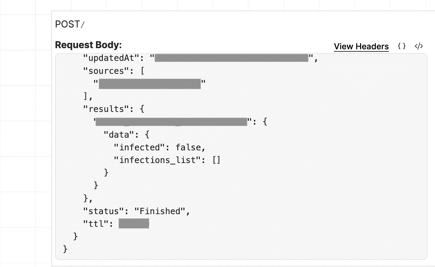Virus scan result showing a clean file with infected status set to false