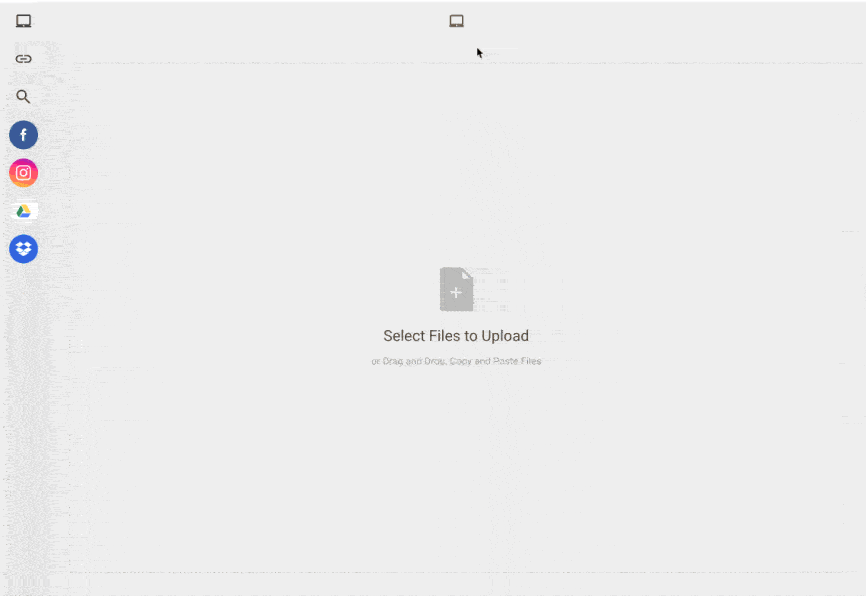 Animated demo of connecting to an Instagram account and importing the Instagram photos to the Filestack app