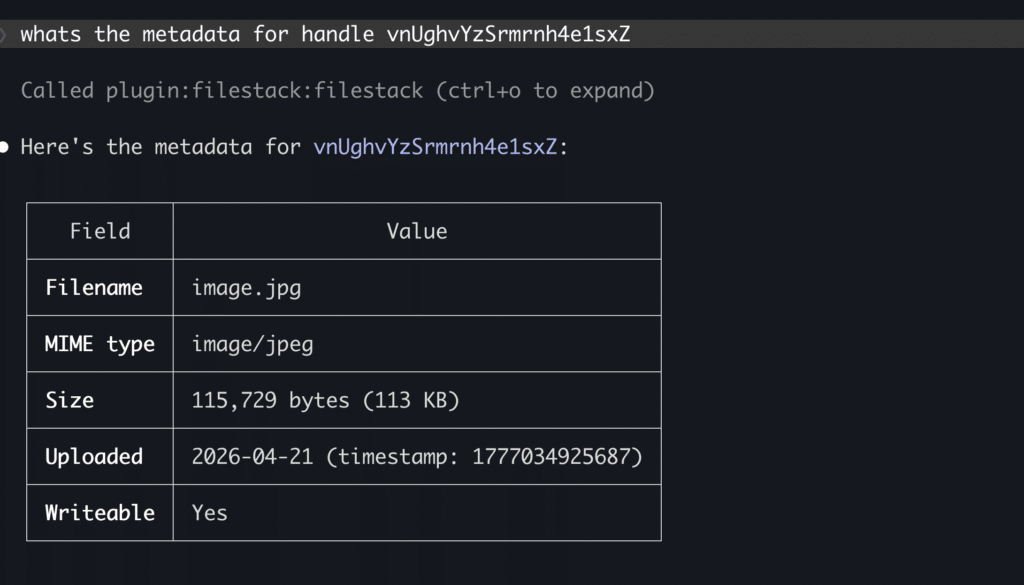 claude filestack metadata