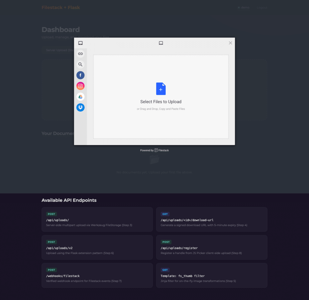 screenshot filepicker full python flask